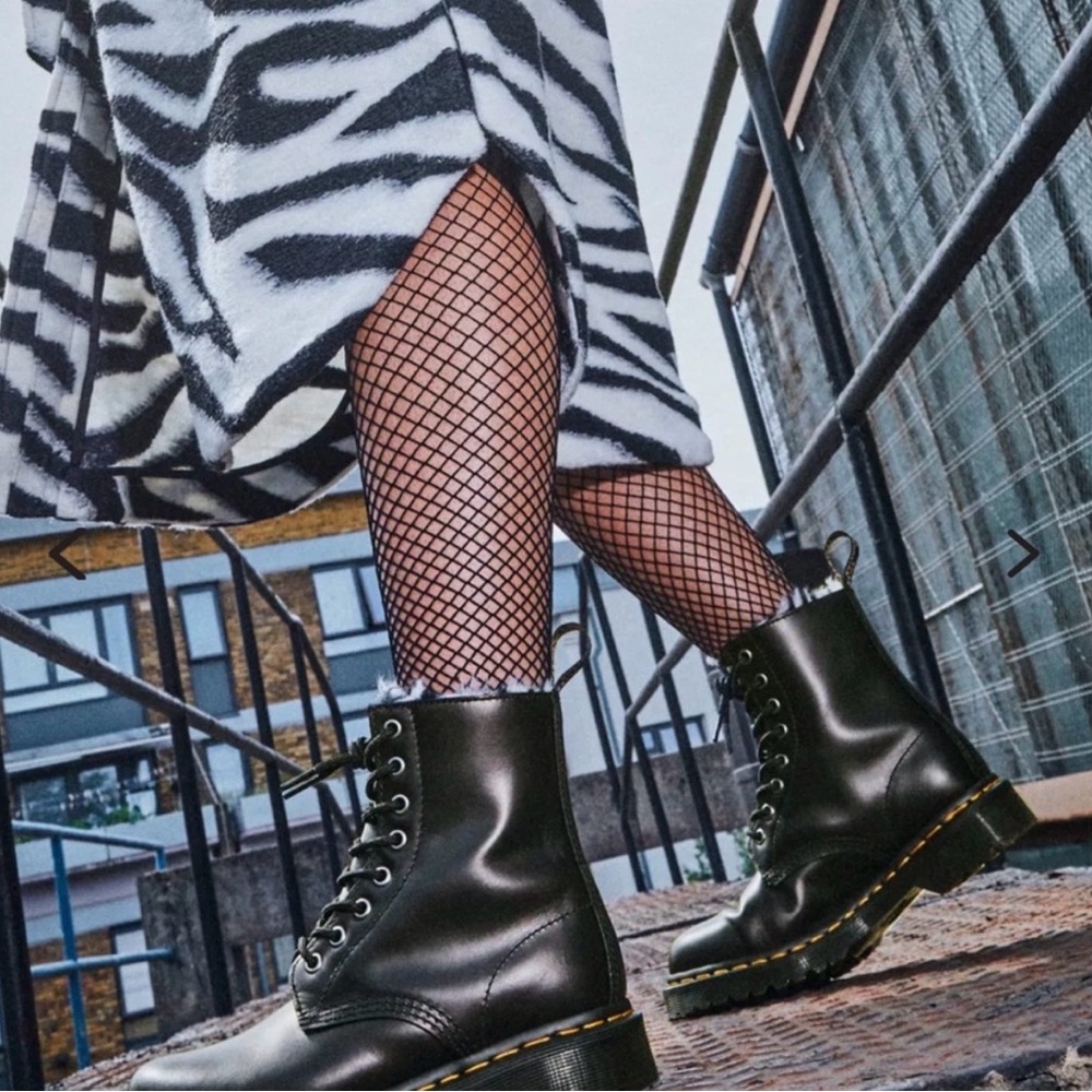 Dr. Martens Black & White Fur Boots